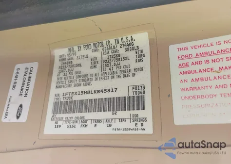 1990 Ford F150 из США, поврежденный, VIN 1FTEX15H8LKB45317